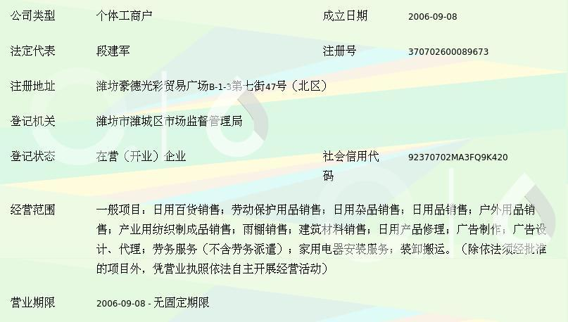 潍城区豪德天顺雨具经营处 日用百货销售新选择